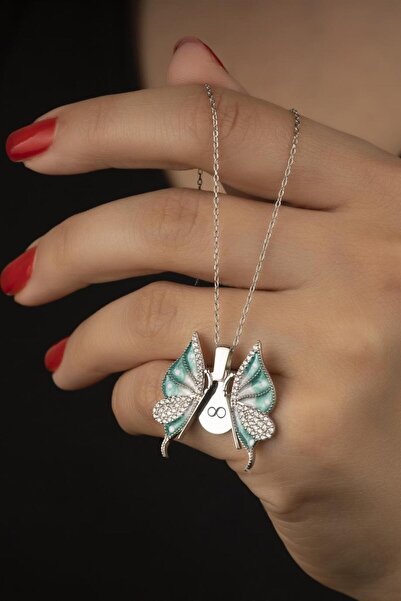 Silvano Jewelry 925 Ayar Gümüş Açılabilen Kelebek Kolye