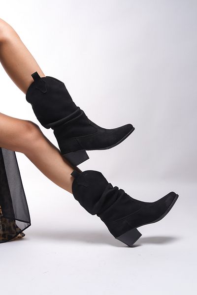 Riccon Dámské westernové boty Uwreness Black Suede - 0012875