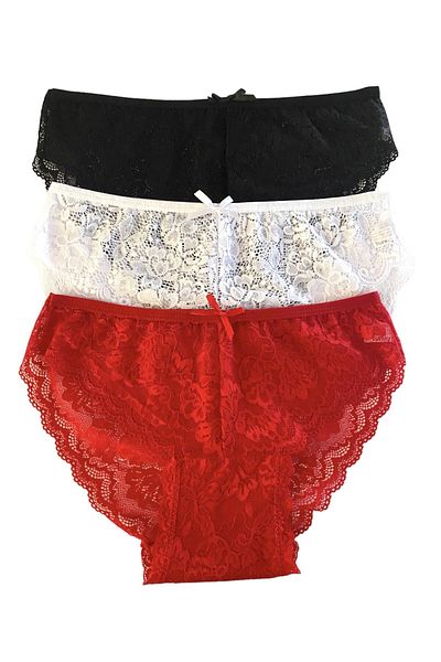 MİSS ELİZZA 3500-full Lace Bato - Red, Black, White 3 Pieces
