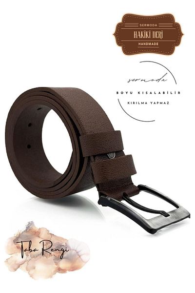sermoda Ανδρική ζώνη τζιν Tan - Γνήσιο δέρμα 44 mm με στάμπα και υψηλής ποιότητας