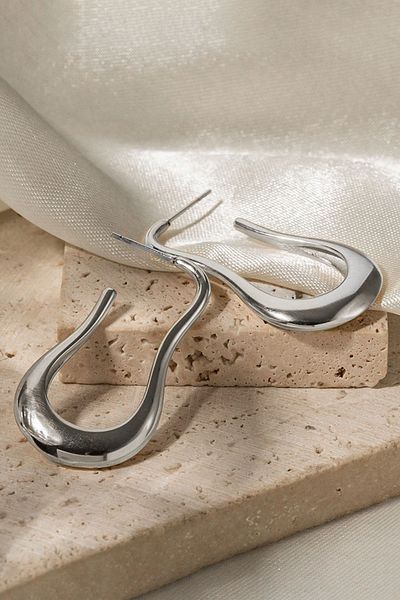 Glaren Drop Shaped Oval Design Silver Color Women's Earrings