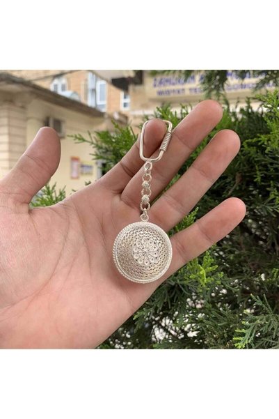 Agai Silver Handcrafted Plain Filigree Silver Keychain