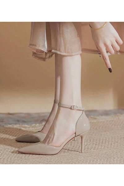 Leyna Patent Leather Women's Heeled Shoes - Ankle Strap, 9 Cm