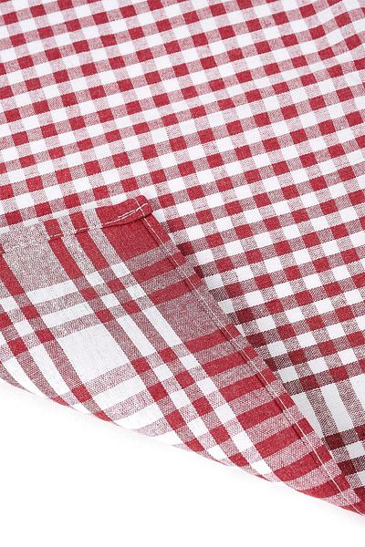 MODELHOME Cotton Red Colored Petite Checked 4-Piece Tea Towels, Lunch Cloth, Serving Napkin
