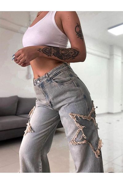 RockMore PANTALONI JEAN BAGGY BAGGY RECICLAȚI Y2K