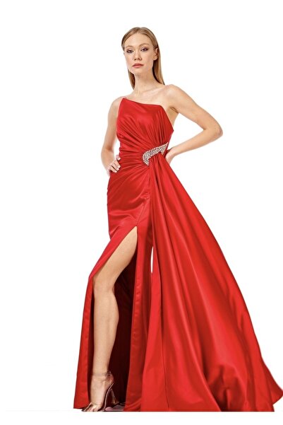 Melissa Kadın Kırmızı Straplez Abiye