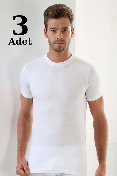 Arma Yıldız Λευκό T-shirt - 3 τεμάχια, 100% βαμβάκι, λαιμόκοψη, κοντό μανίκι, εσώρουχο