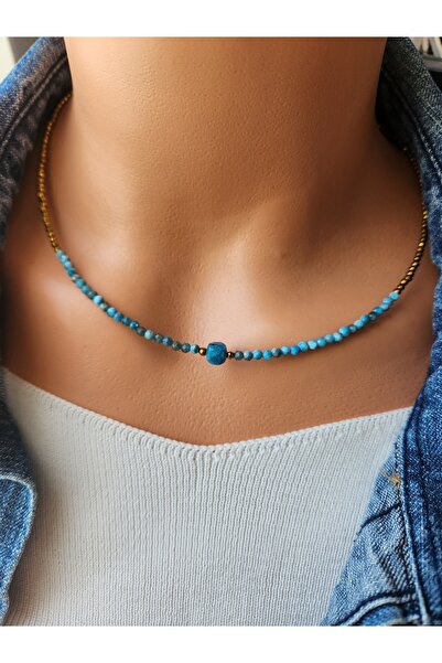 Home Doğaltaş Apatit ve Hematit Taşı Minimal Kolye (3 mm)