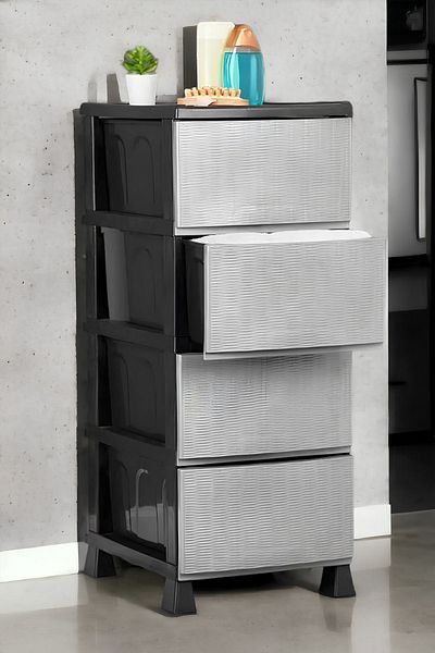 Tugomer Elisa 4-Tier Bathroom Organizer - Shampoo Holder Towel with Drawers and Cabinet