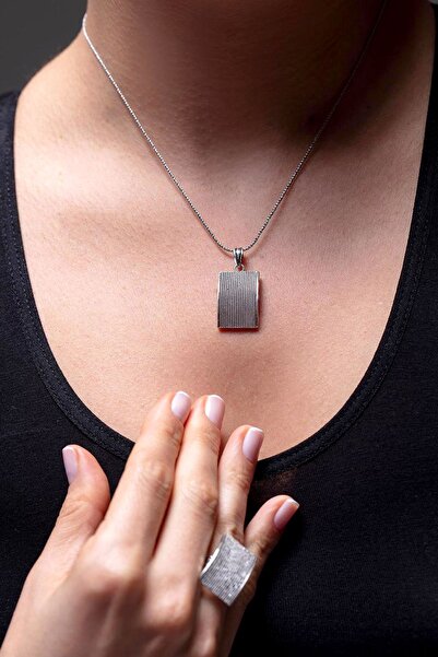 Agai Silver Dikdörtgen Model Hasır Telkari El İşçiliği Gümüş Üçlü Set