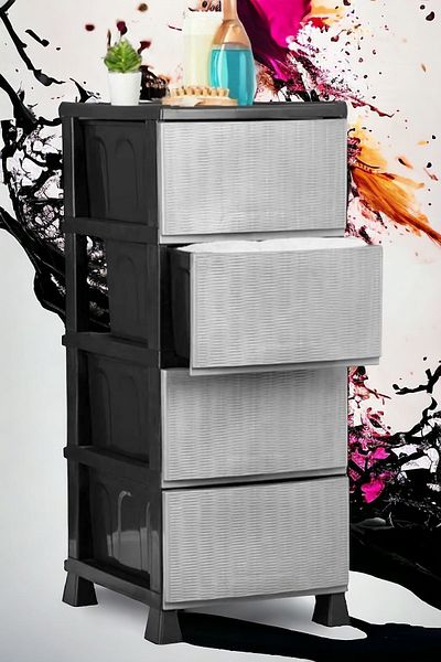 Tugomer Elisa 4-Tier Bathroom Organizer - Shampoo Holder Towel with Drawers and Cabinet
