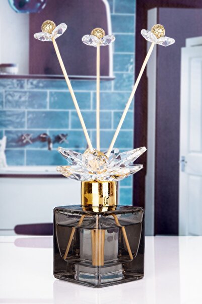 Lizzy Kristal Başlıklı Ve Kristal Detaylı Dekoratif  Cam Koku Şişesi