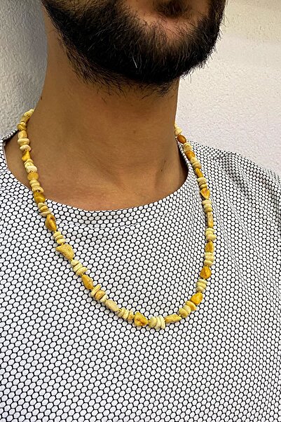 Agai Silver Kemik Model Kaya Damla Kehribar Kolye