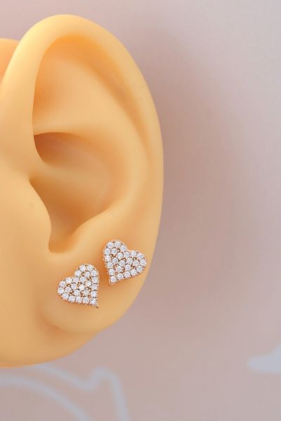 Mu Minamu Jewelled Zircon Heart Earrings