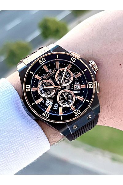 Quantum Men's Wristwatch - 5Atm Silicone Cord, Active Inner Functions, Natural Stone Bracelet Epwg1129.042