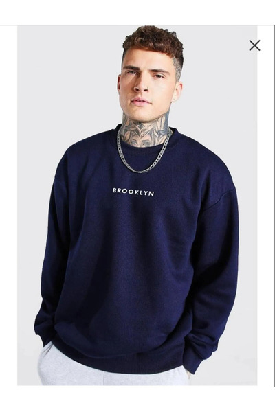Genel Markalar Unisex BROOKLYN Baskılı Oversize Sweatshırt