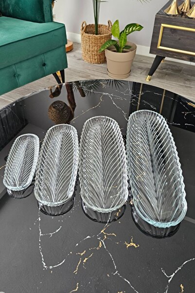 Gülümseten Avm 8 li Oval Balık Sırtı Çerez Meyve ve Meze Sunum Tabağı | Kahvaltı Sunum Kayık Tabak | Servis Tabağı