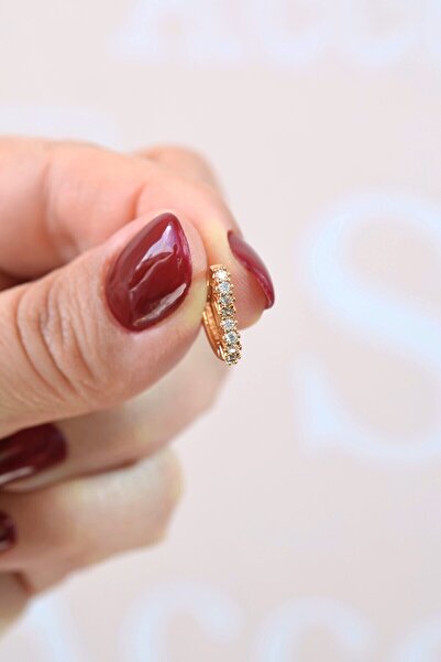 Mu Minamu Kalp Model Helix Küpesi Zirkon Taşlı Minik Kalp Küpe Tek Adet