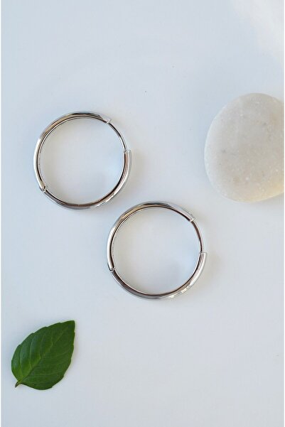 Mu Minamu Orta Boy Düz Halka Küpe Günlük Kullanımlı Düz Halka Küpe