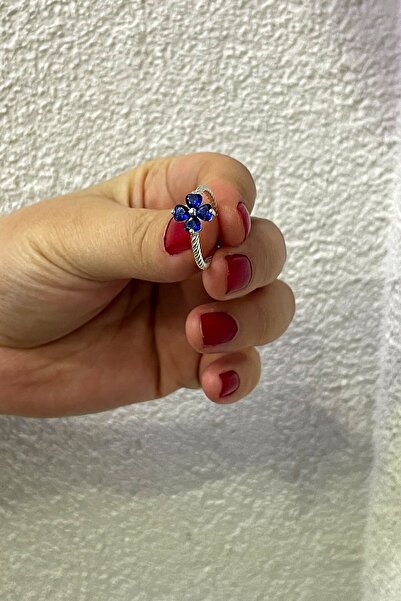 Agai Silver Yonca Model Safir Taşlı Gümüş Yüzük