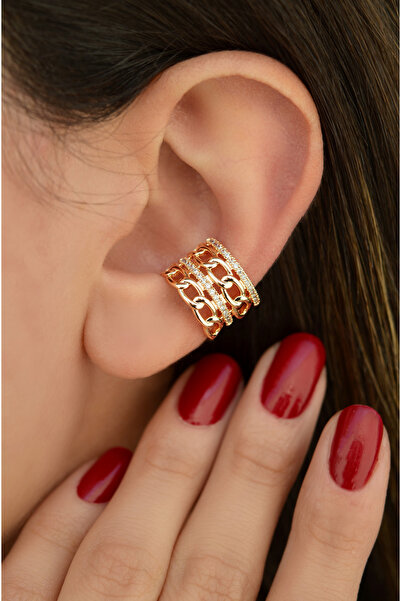 Mu Minamu Zincirli Model Earcuff Çoklu Kıkırdak Küpesi Delik Gerektirmez Kıkırdak Küpesi