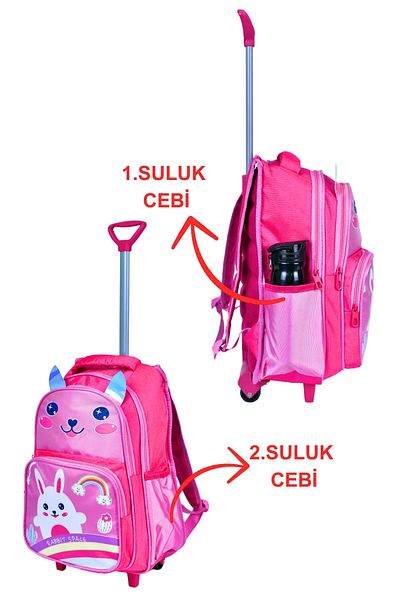 JOJO KIDS حقيبة مدرسية ابتدائية مع صورة أرنب للفتيات - مع حقيبة غداء