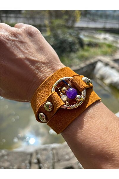 AGG TASARIM سوار جلدي مزين بالخرز