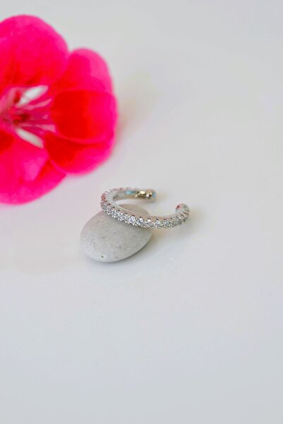 Mu Minamu İnce Taşlı Earcuff Sıkıştırma Kıkırdak Küpesi