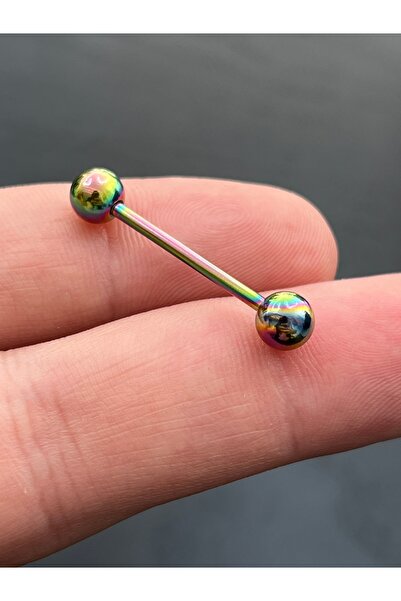 Karınca Piercing Gökkuşağı Renkli Ilk Delim Uzun Piercing 20 Mm Dil Piercingi