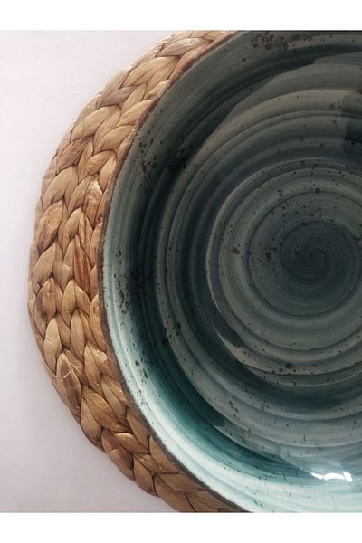 Ganita home 25 cm Ceramic Petrol Green Salad Bowl