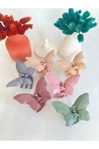PREGIO 6-Piece XL Large Size Brown Butterfly Peg Hair Clip