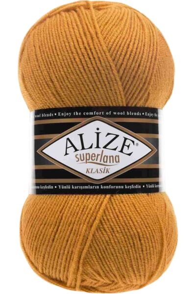 Alize Superlana Klasik El Örgü Ipi Ipliği Yünü Renk Kodu:2 Safran