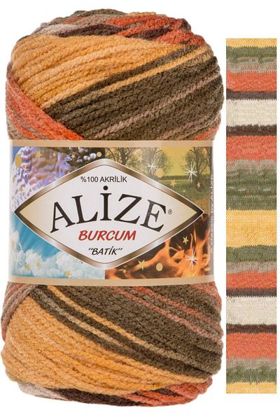 Alize Burcum Batik Hand Knitted - Μαλλί Κωδικός χρώματος: 6060, Λεπτομέρεια με νήμα
