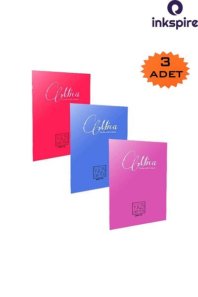 inkspire Caiet de scris A5 cu linie verticală frumoasă - 14,5x21 cm, 40 coli, 3 buc.