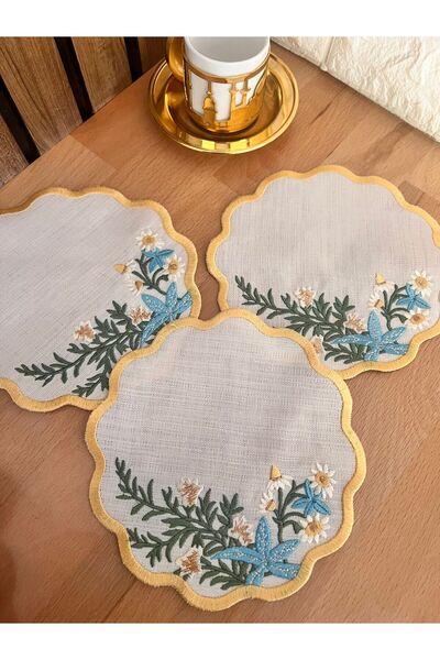 Nakışkonsept Набір коктейльних серветок з квітковим візерунком, 6 шт.