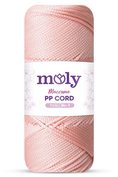 Moly PP Cord Polyester Makrome No:3 1mm 070-Pudra Örgü İpi 100 Gram