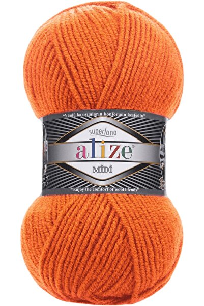 Alize Superlana Midi El Örgü Ipi Ipliği Yünü Renk Kodu:225-turuncu