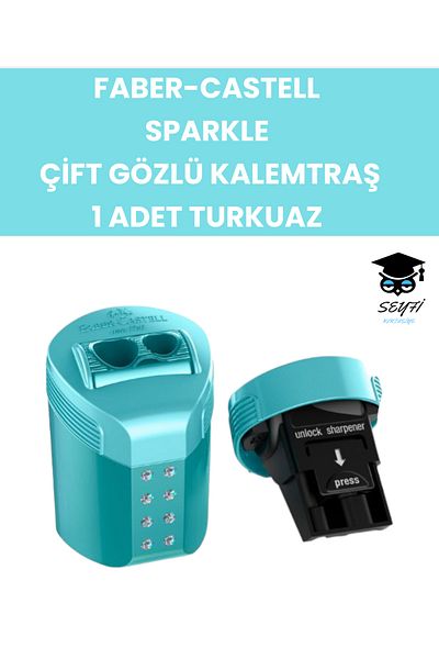 SEYFİKİRTASİYE مبراة أقلام رصاص ذات عيون مزدوجة من فابر كاستل - قطعة واحدة متألقة