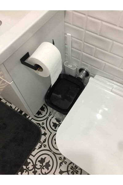 Viyamo حامل ورق المرحاض المعدني باللون الأسود غير اللامع، حامل ورق المرحاض، تصميم لاصق