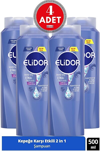 Elidor 2'si1arada Şampuan Ve Krem Kepeğe Karşı Etkili 500 Ml 4 Adet