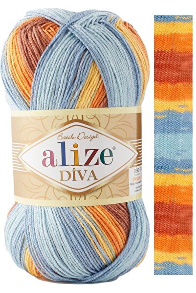 Alize Diva Batik Mercerized Hand Knitting Thread Color Code:7647