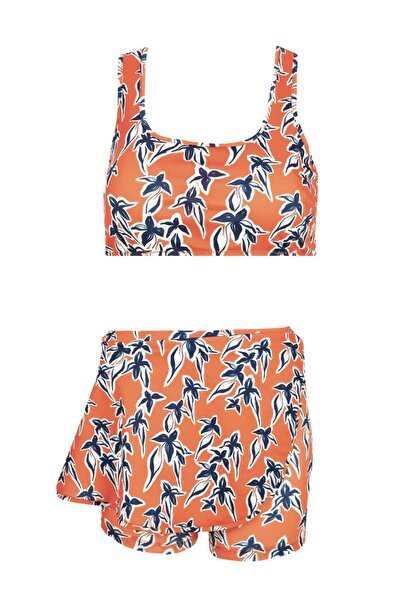 Generic Brand Girl Waitress Jesse Shorts Bikini Set with Wrap Skirt
