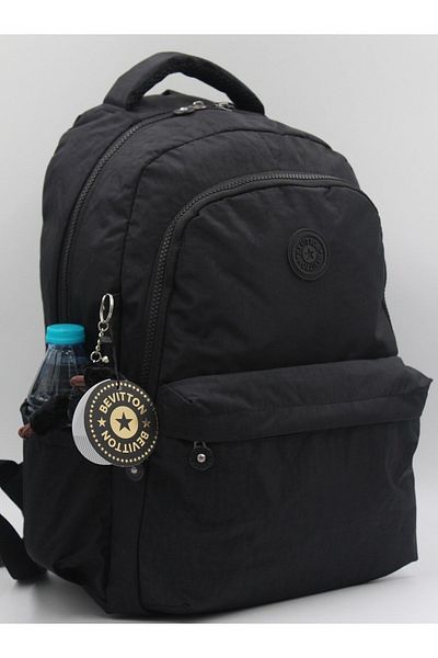 Bevitton Unisex Crinkle Fabric Daily School and Backpack - Water Resistant, 2200 Black