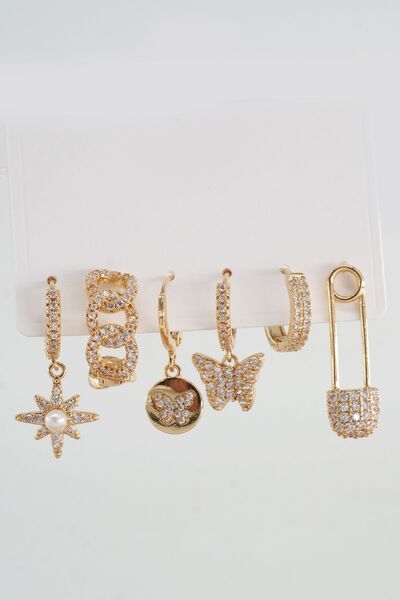 By Zeyna Aksesuar Kadın Kararmaz Altın Kaplama Çengel Iğne Detaylı 6'lı Zirko...