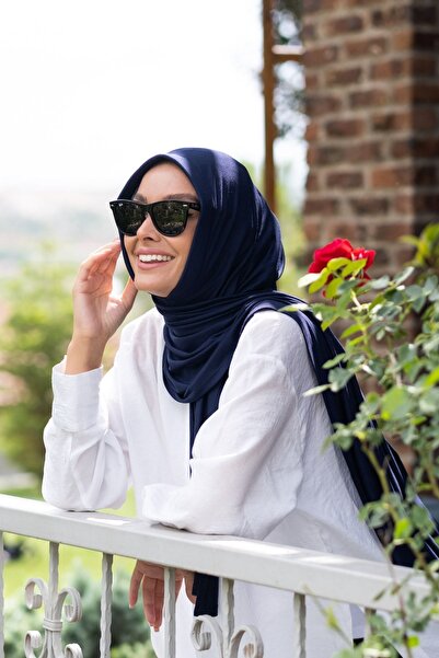 ELANS Combed Cotton Ready Practical Shawl Scarf Dark Blue