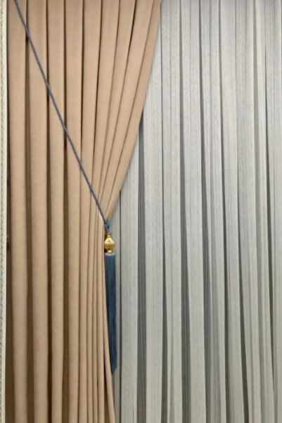 Özgün Home Ada Fon Perde Sık Pileli Bej Perde