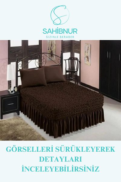 SAHİBNUR Wrap-Around Fabric, with Elastic Sheet Skirt, Flexible Double Bedspread 1Pc for Bed Covers