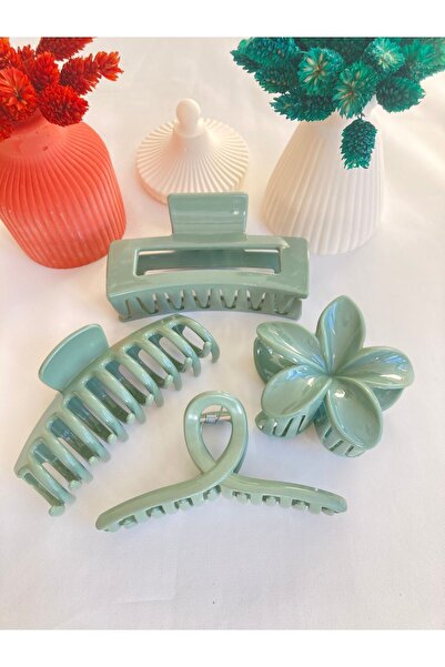 PREGIO Set de 4 catarame de damă de dimensiuni mari, de calitate A, cu cataramă pătrată, lotus, cu fundă