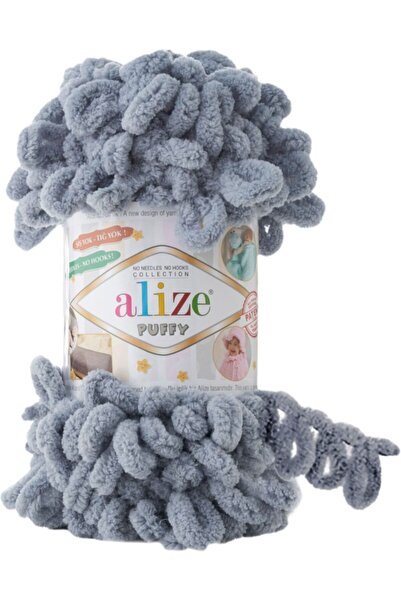 Alize Puffy El Örgü Ipi Ipliği Yünü Renk Kodu:428-orta Gri