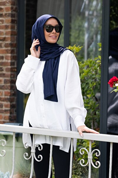 ELANS Combed Cotton Ready Practical Shawl Scarf Dark Blue